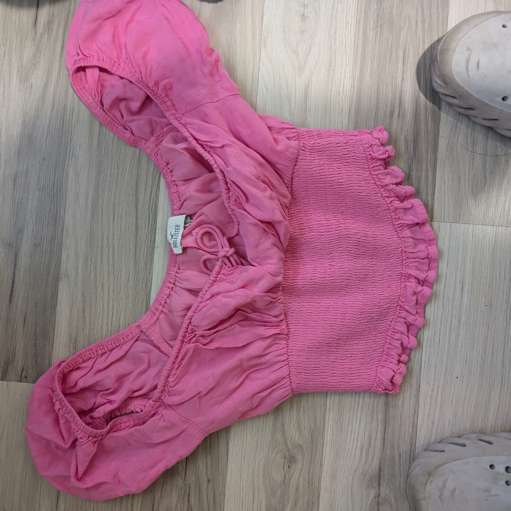Hollister Pink Crop Top with Ruffle Details
